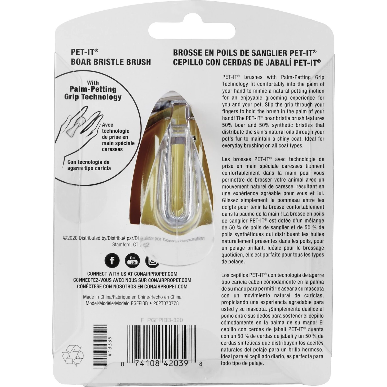 ConairPROPET Pet-It Boar Bristle Brush - Image 3