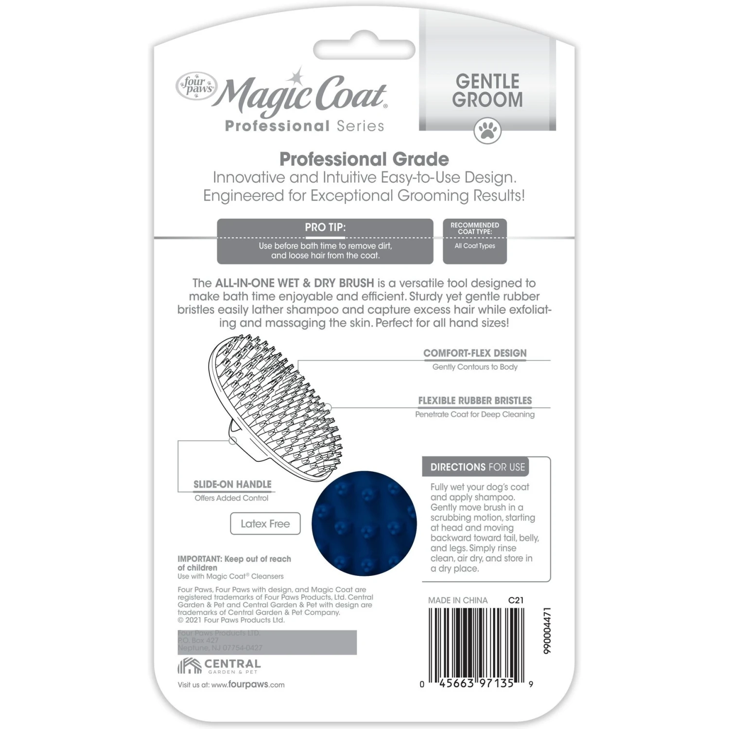 Four Paws Magic Coat Professional Series All-In-One Wet & Dry Dog Glove & Curry Brush - Image 9