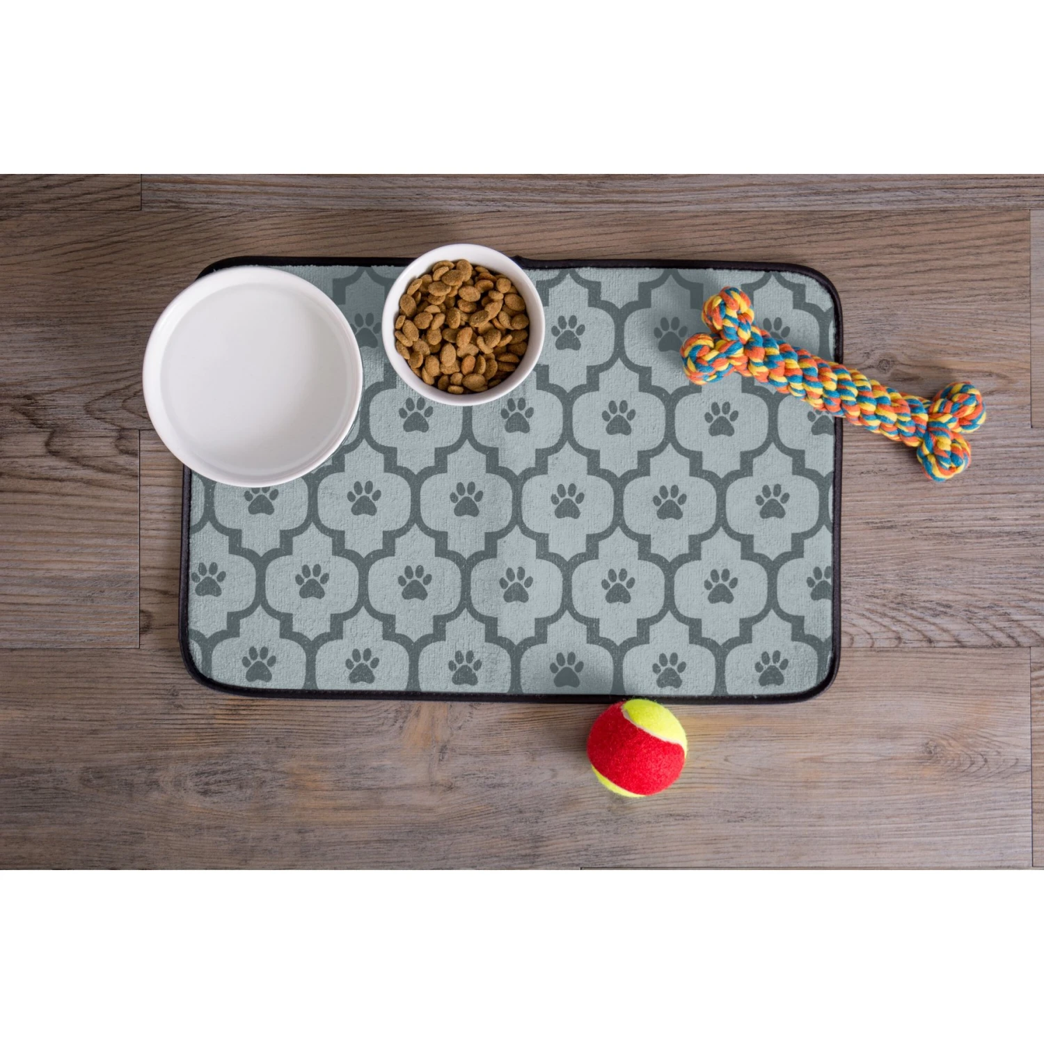 Bone Dry Lattice Paw Print Dog & Cat Food Mat - Image 2