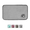 Bone Dry Stripe Embroidered Paw Print Dog & Cat Food Mat