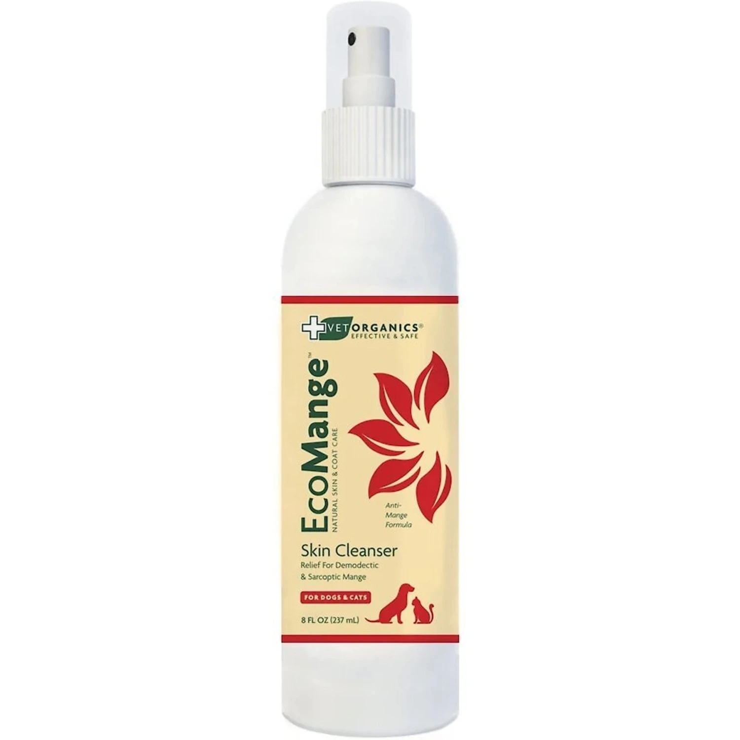 Vet Organics EcoMange Dog & Cat Mange Skin Treatment, Soother & Disinfectant, 8-oz Bottle