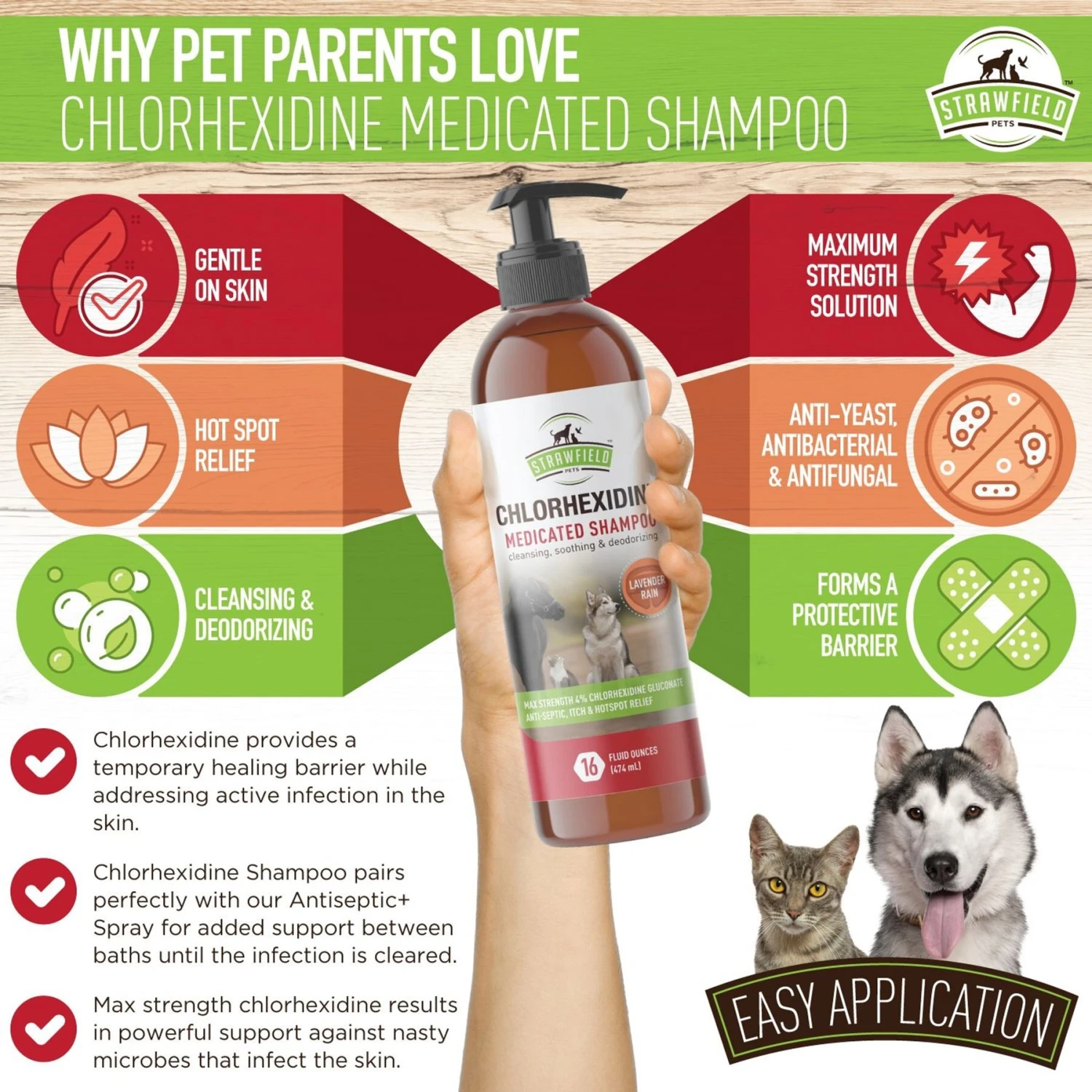 Strawfield Pets Chlorhexidine Medicated Dog, Cat & Horse Shampoo - Image 4