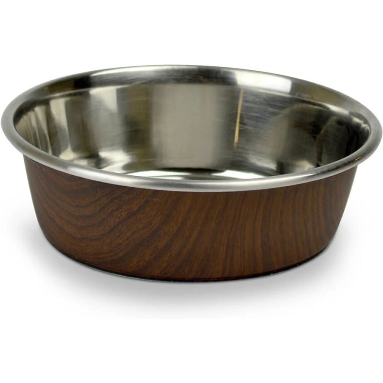OurPets Durapet Non-Skid Woodgrain Stainless Steel Dog & Cat Bowl
