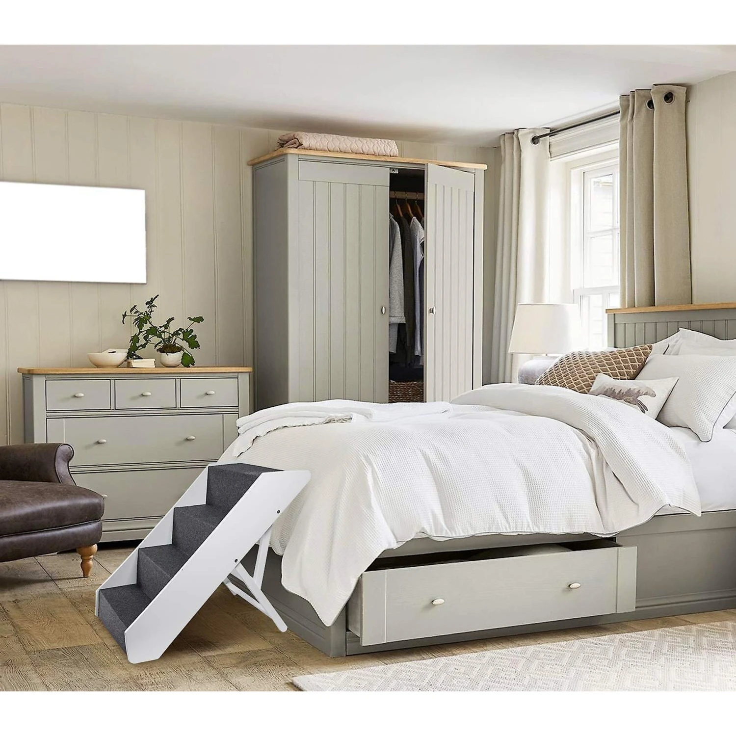 Arf Pets Foldable Dog & Cat Stairs, White - Image 2