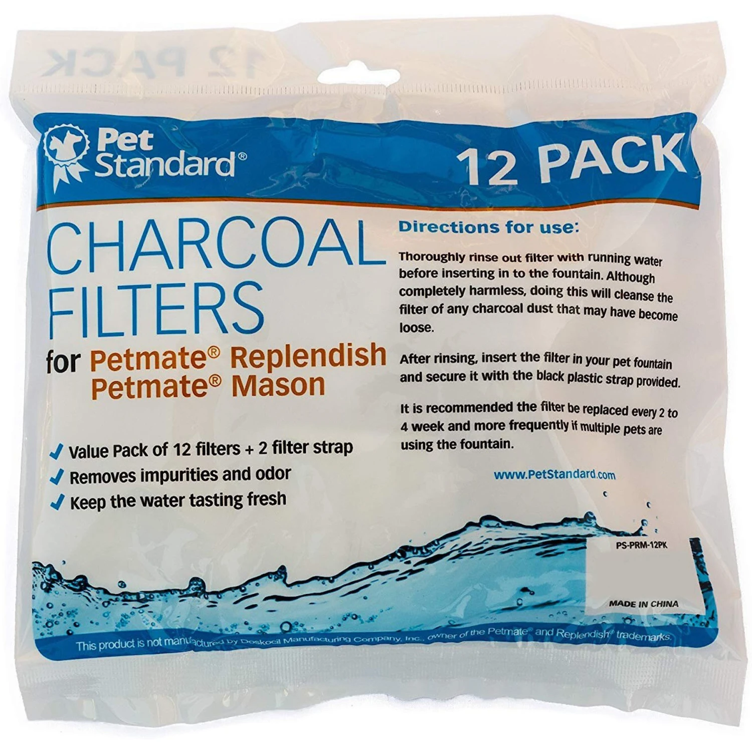 Pet Standard Charcoal Filters For PetMate Replendish, 12 Count - Image 2