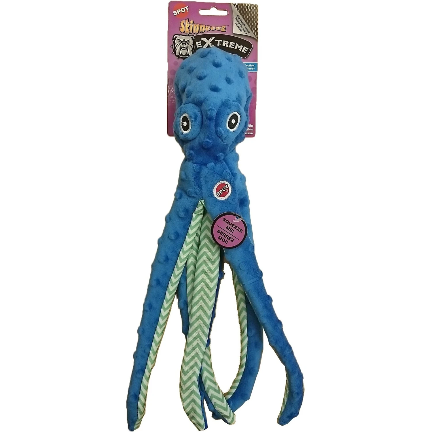 Ethical Pet Skinneeez Extreme Octopus Stuffing-Free Squeaky Plush Dog Toy, Color Varies - Image 2
