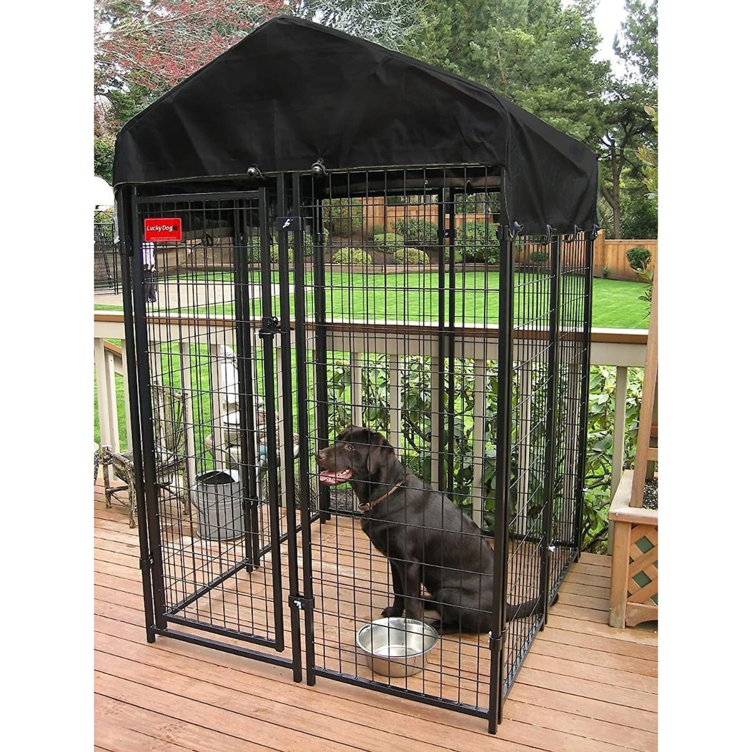 Lucky Dog Uptown Welded Wire Dog Kennel, Cover & Frame - Image 2