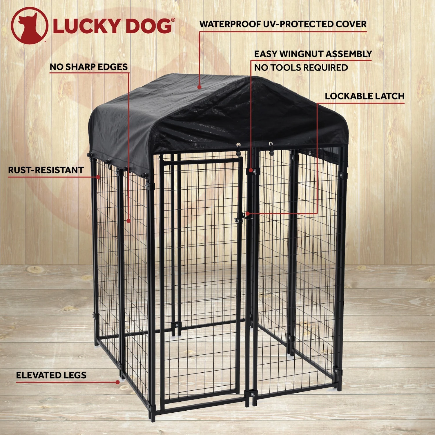 Lucky Dog Uptown Welded Wire Dog Kennel, Cover & Frame - Image 4