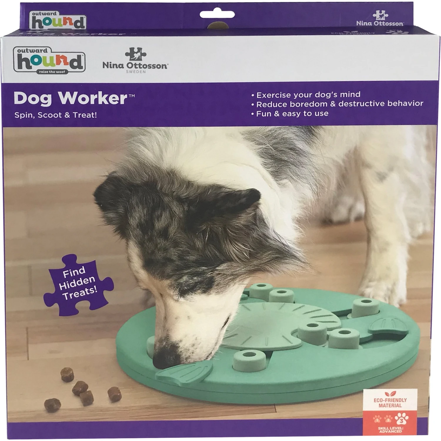 Nina Ottosson By Outward Hound Dog Worker Green Interactive Treat Puzzle Dog Toy - Image 8