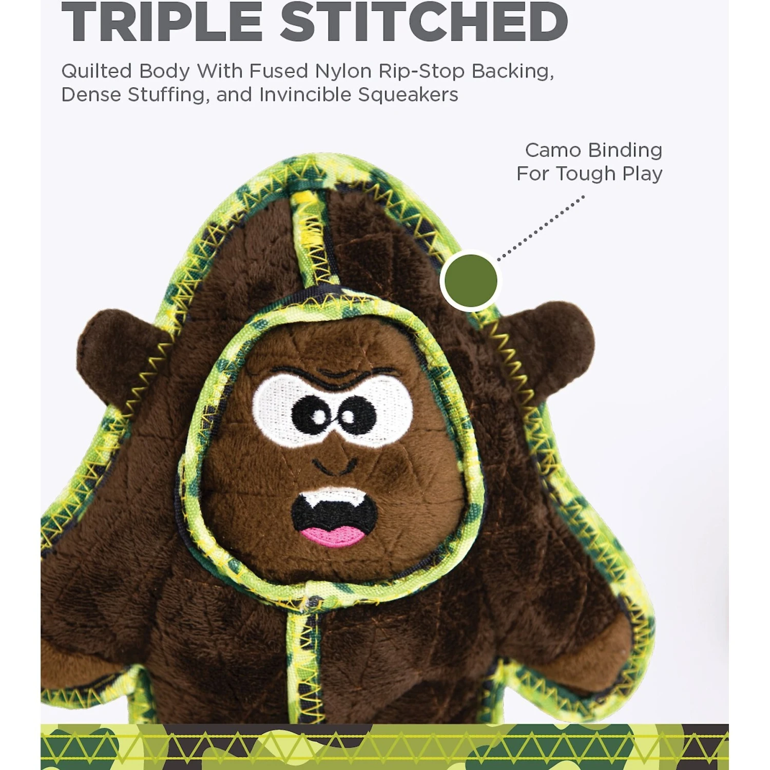 Outward Hound Xtreme Seamz Gorilla Squeaky Plush Dog Toy - Image 3