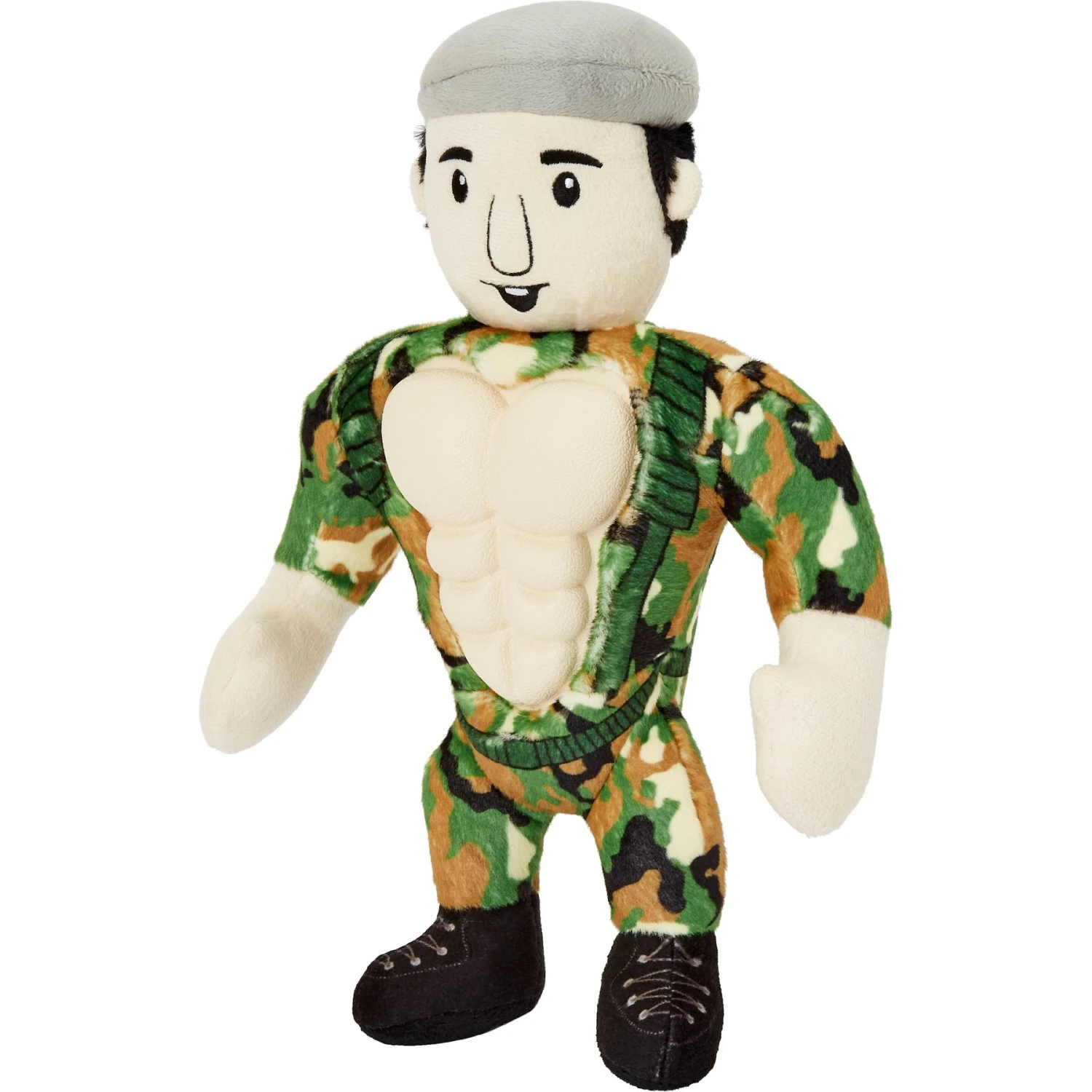 Frisco Retro Camo Hero Muscle Plush Squeaky Dog Toy