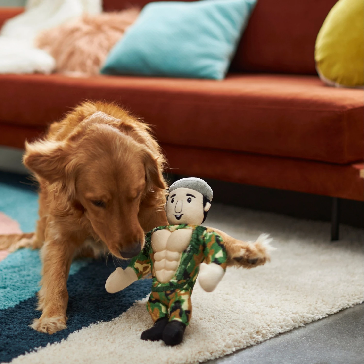 Frisco Retro Camo Hero Muscle Plush Squeaky Dog Toy - Image 3