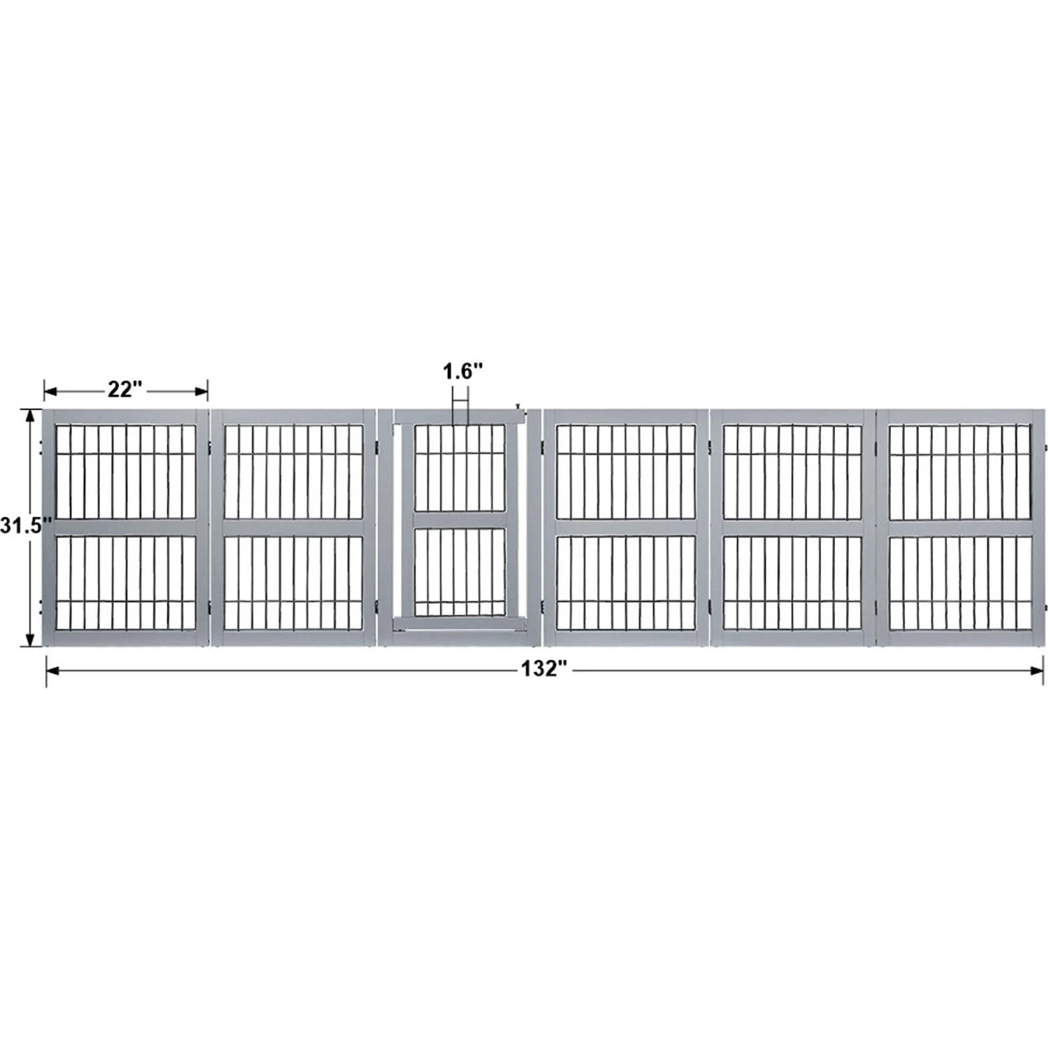 Unipaws 6 Panel Wooden Wire Dog Gate - Image 2