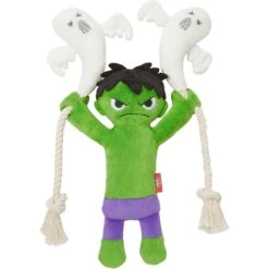 Marvel 's Halloween Hulk Plush With Rope Squeaky Dog Toy