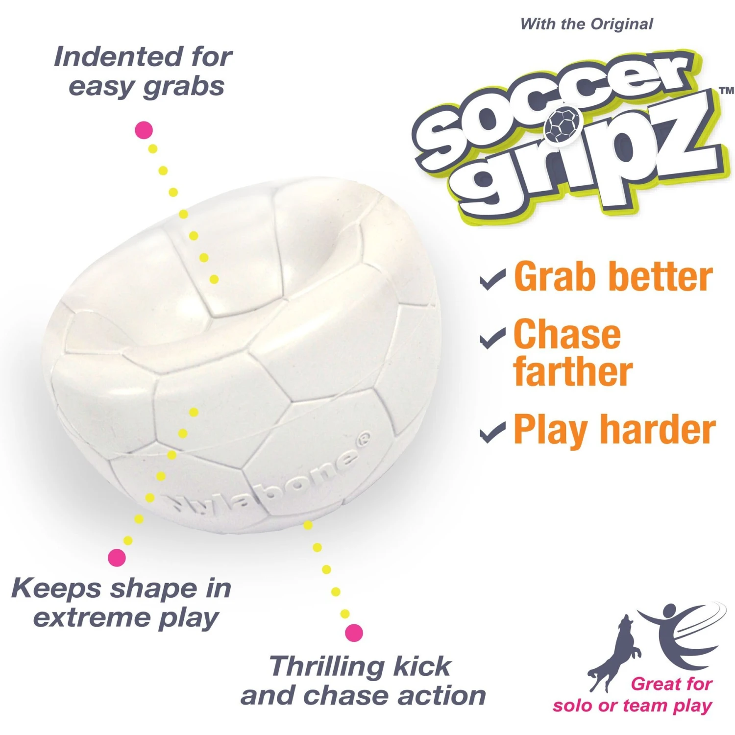 Nylabone Power Play Gripz Soccer Ball Dog Toy - Image 3