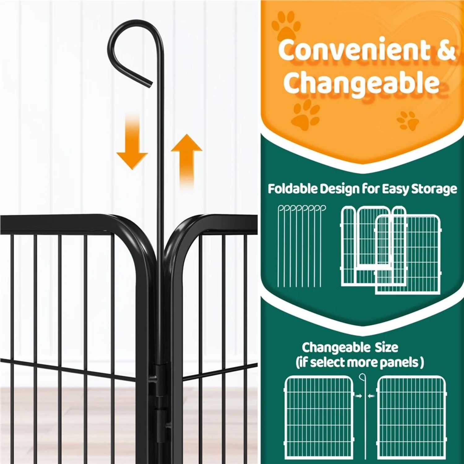 Yaheetech 8-Panel Wire Dog & Cat Exercise Playpen, 26-in W X 32-in H - Image 6