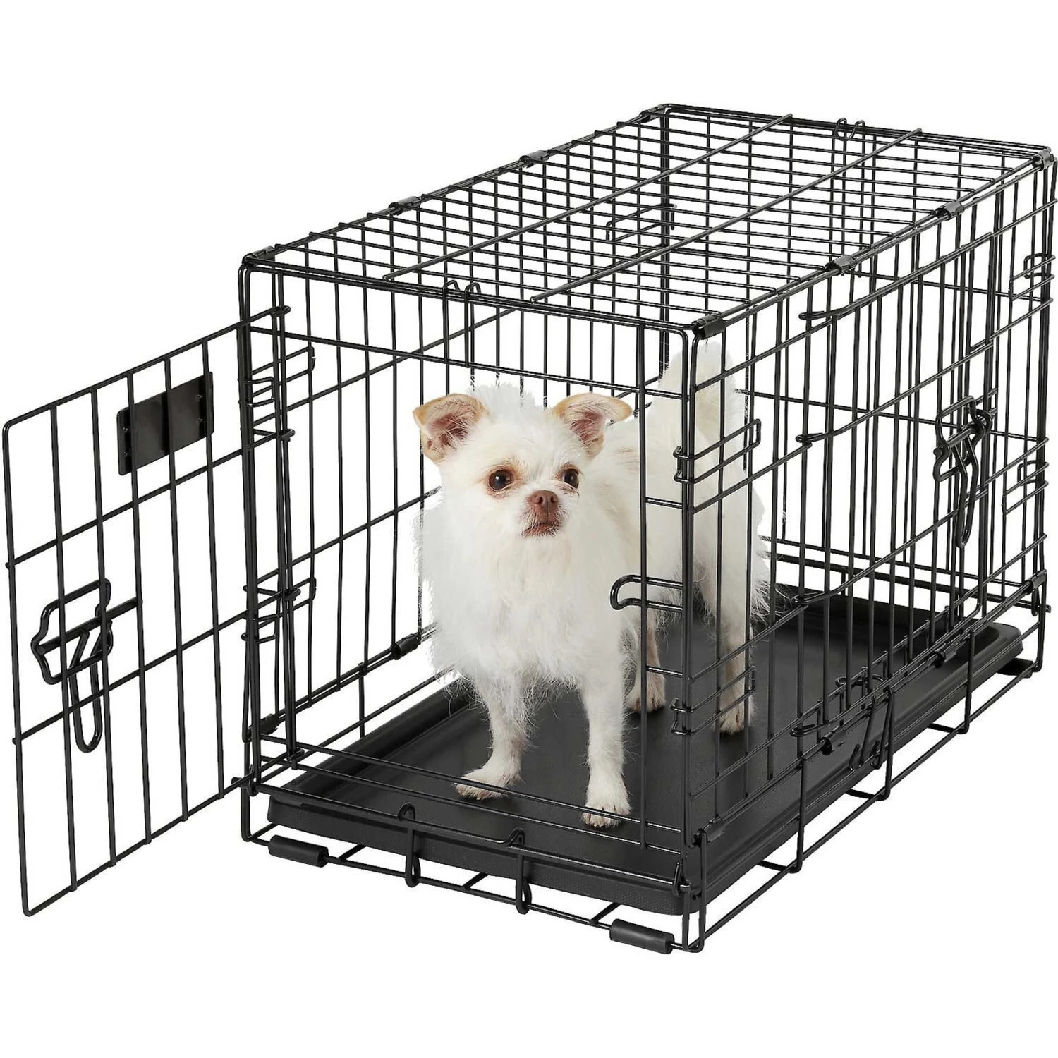 MidWest ICrate Fold & Carry Double Door Collapsible Wire Dog Crate & MidWest Quiet Time Ombre Swirl Dog Crate Mat - Image 2