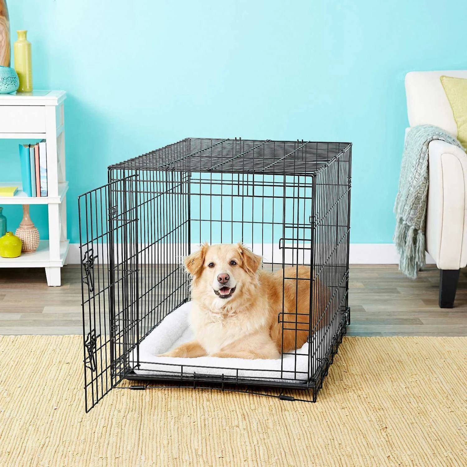 Frisco Fold & Carry Single Door Collapsible Wire Dog Crate & Frisco Premium Extra Large Printed Dog Training & Potty Pads - Image 5