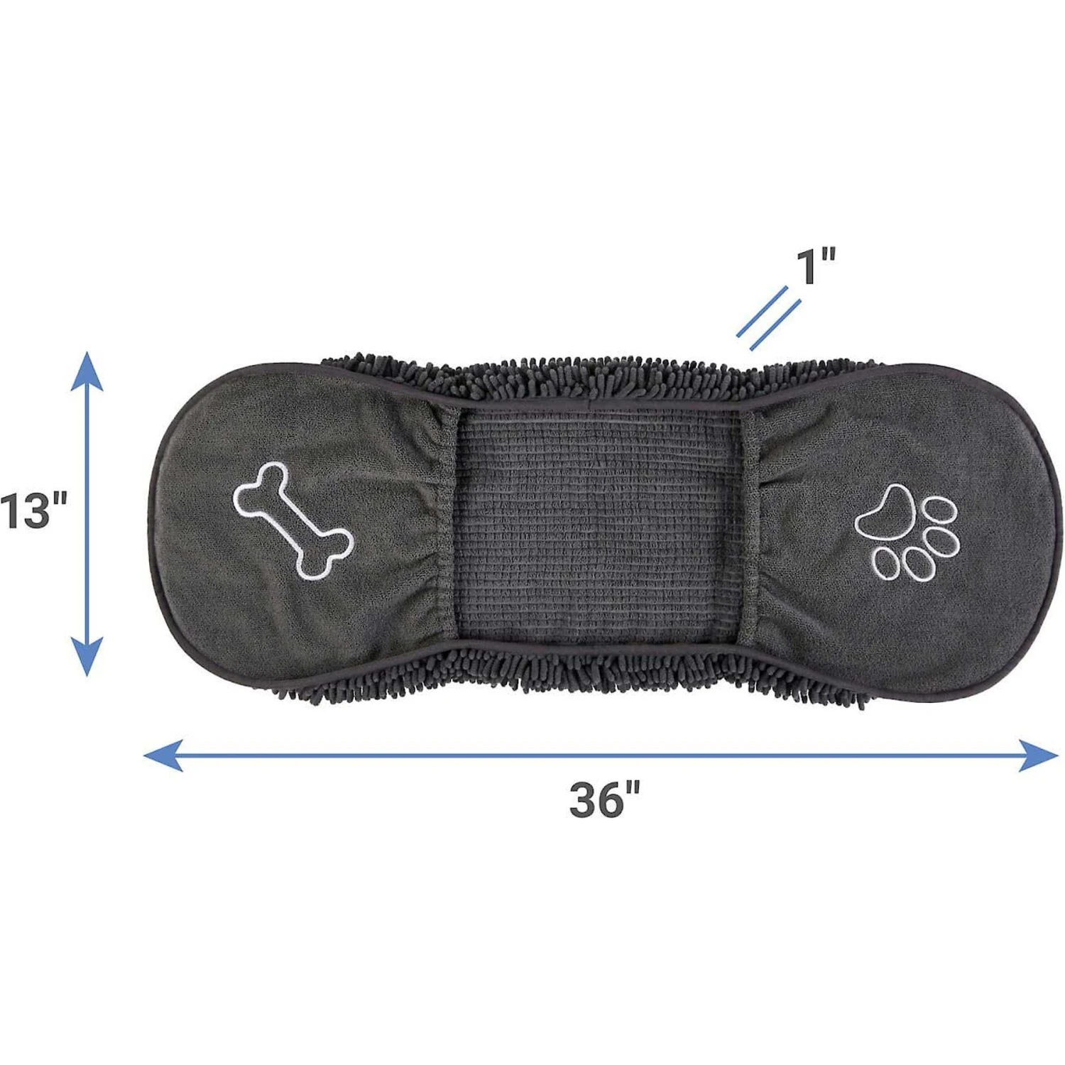 Frisco Microfiber Chenille Shammy Towel & Frisco Microfiber Chenille Paw Print Dog & Cat Mat, Dark Gray - Image 3