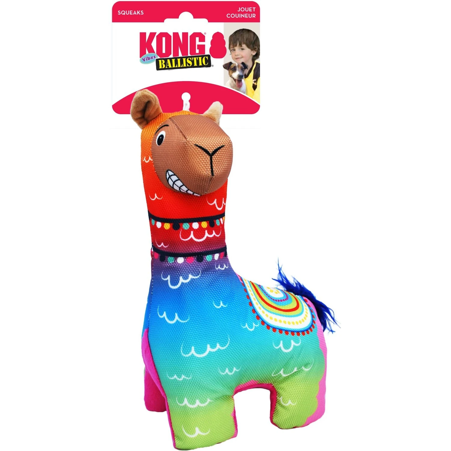 KONG Ballistic Vibez Llamas Squeaky Plush Dog Toy - Image 4