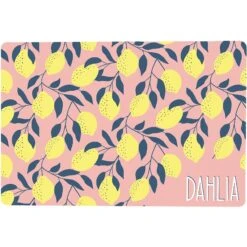 904 Custom Personalized Lemon Illustration Dog & Cat Placemat