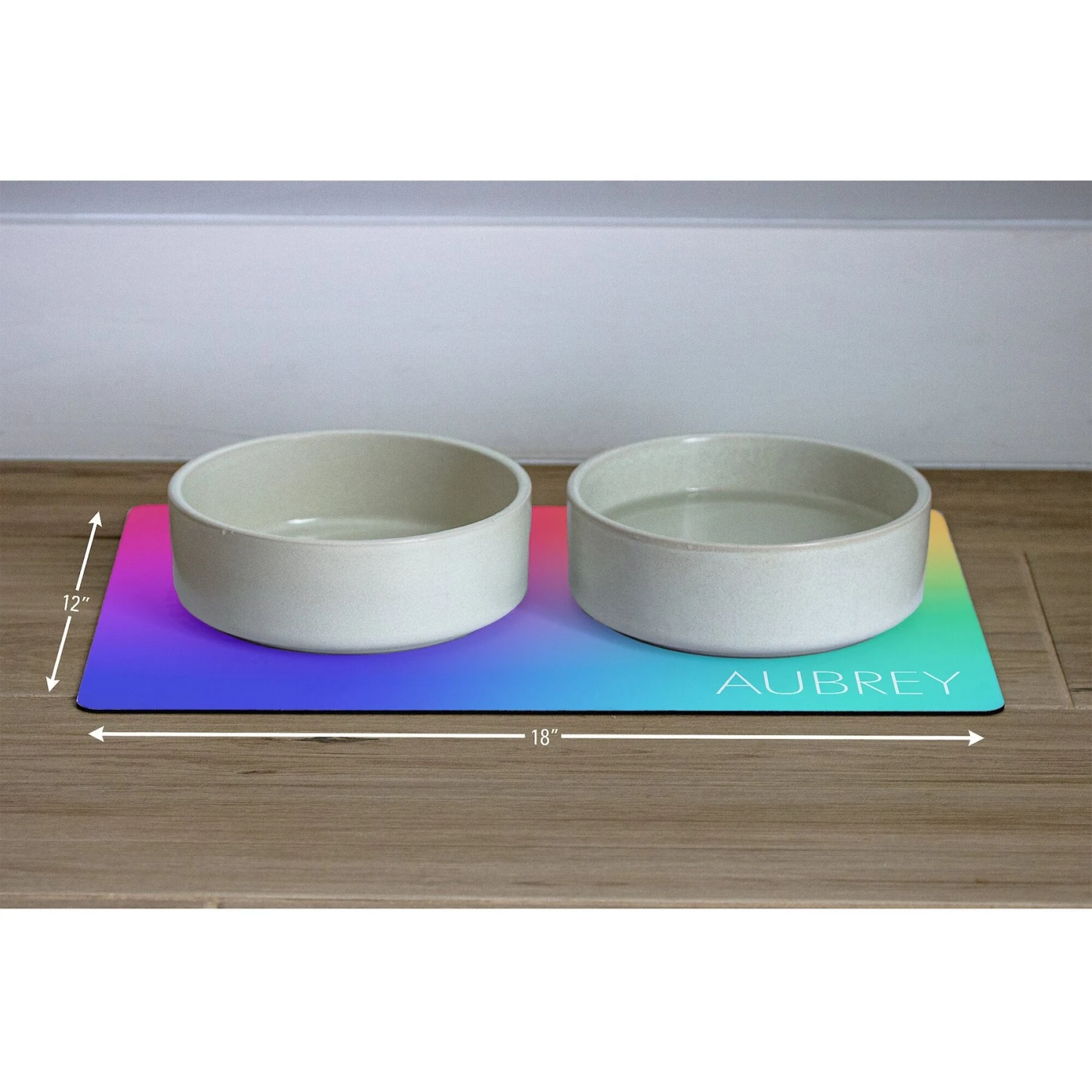 904 Custom Personalized Rainbow Watercolor Modern Dog & Cat Placemat - Image 3