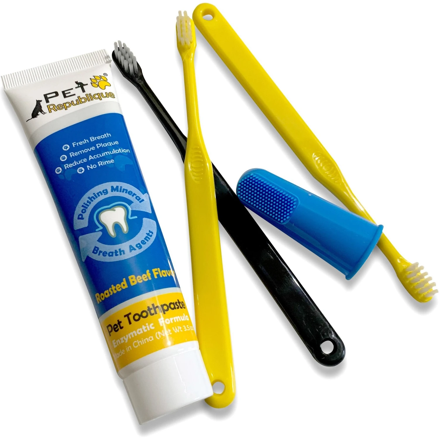 Pet Republique Enzymatic Toothpaste Kit With Handle Toothbrushes Beef Flavor For Dogs & Cats, 3.5-oz - Image 2