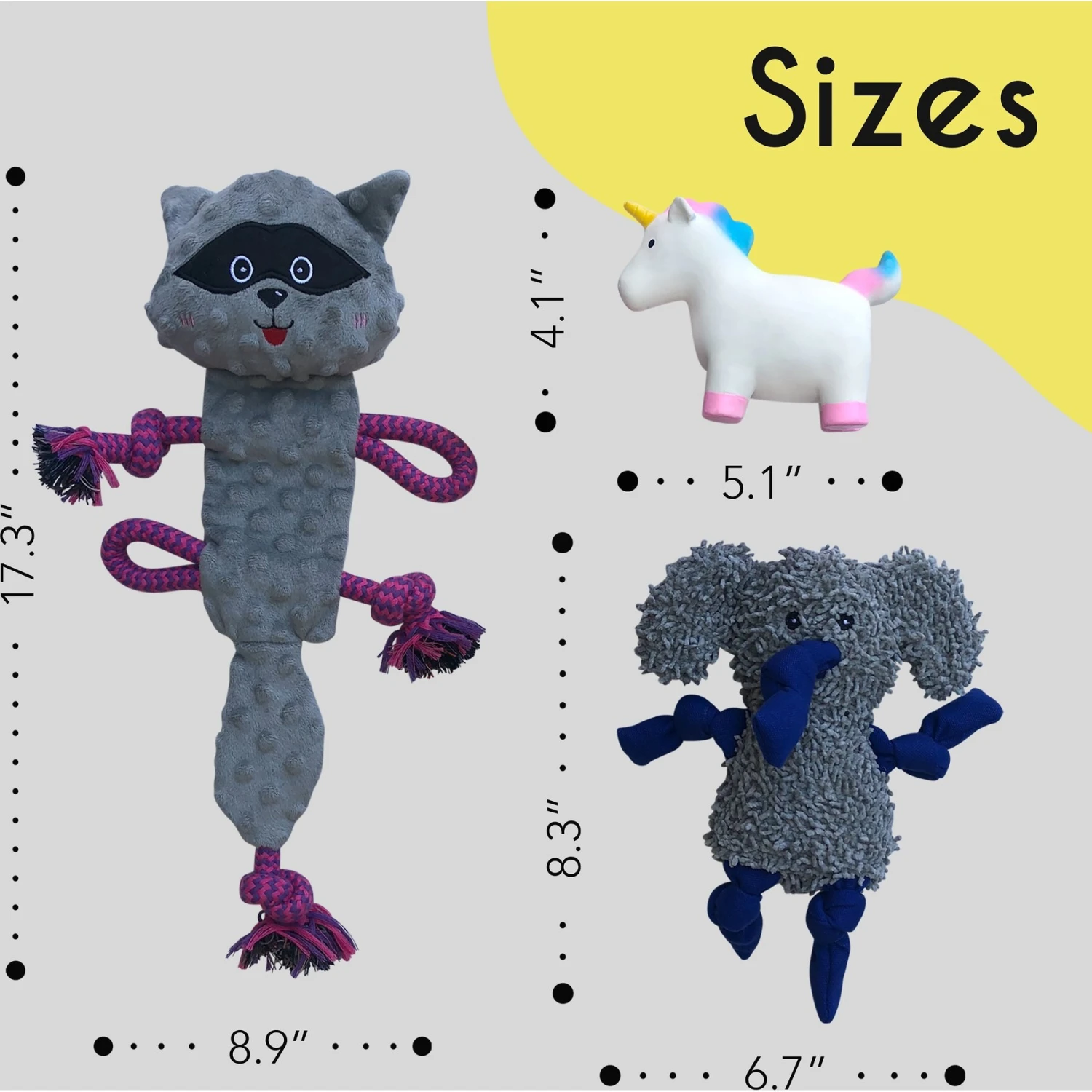 Rocket & Rex Oh My! Unicorn Stuffing-Free Squeaky Plush Dog Chew Toy Set, 3 Count - Image 4