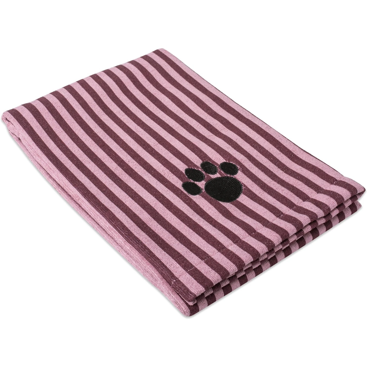 Bone Dry Striped Embroidered Paw Dog & Cat Towel