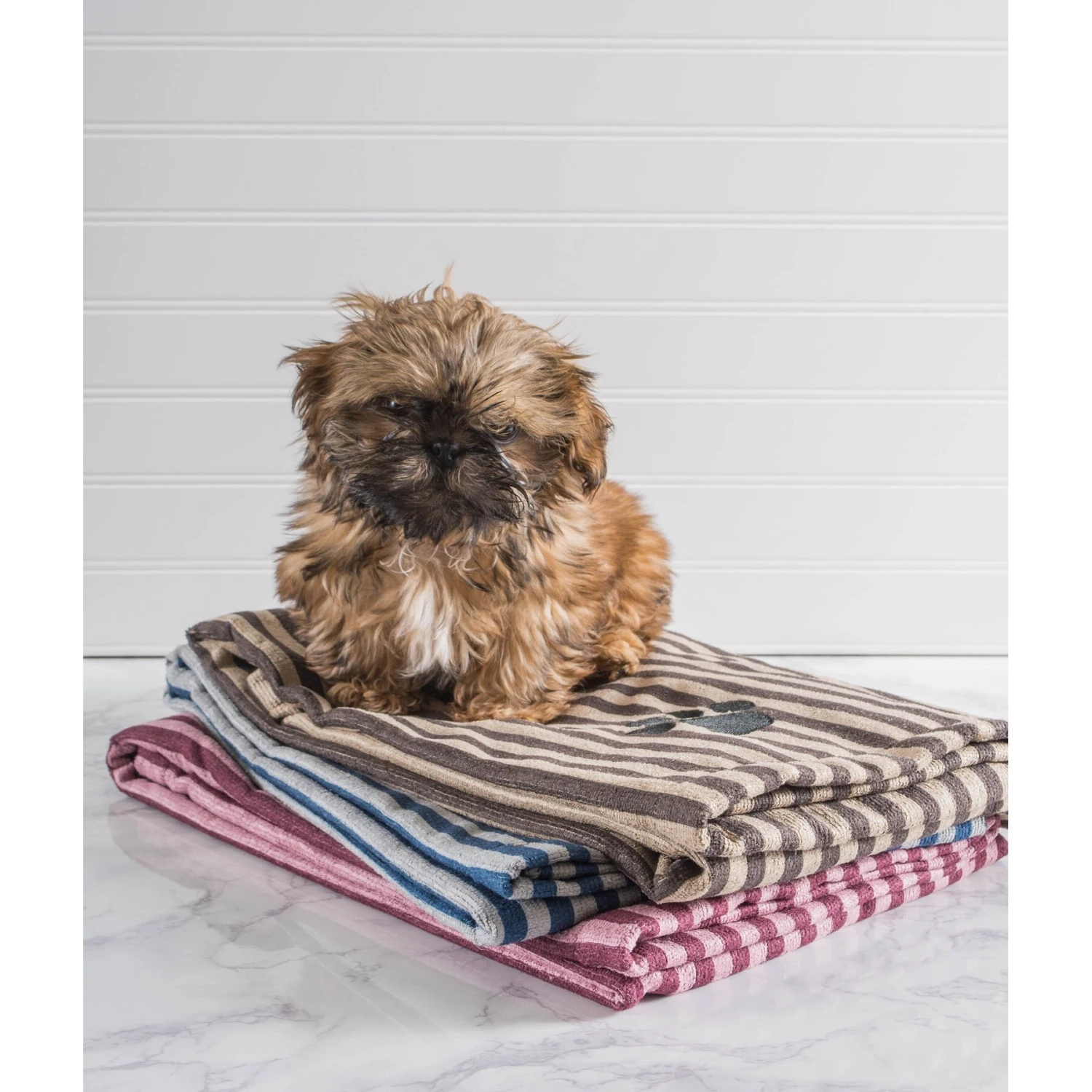 Bone Dry Striped Embroidered Paw Dog & Cat Towel - Image 6