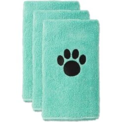 Bone Dry Small Embroidered Paw Dog & Cat Towel Set, 3 Count