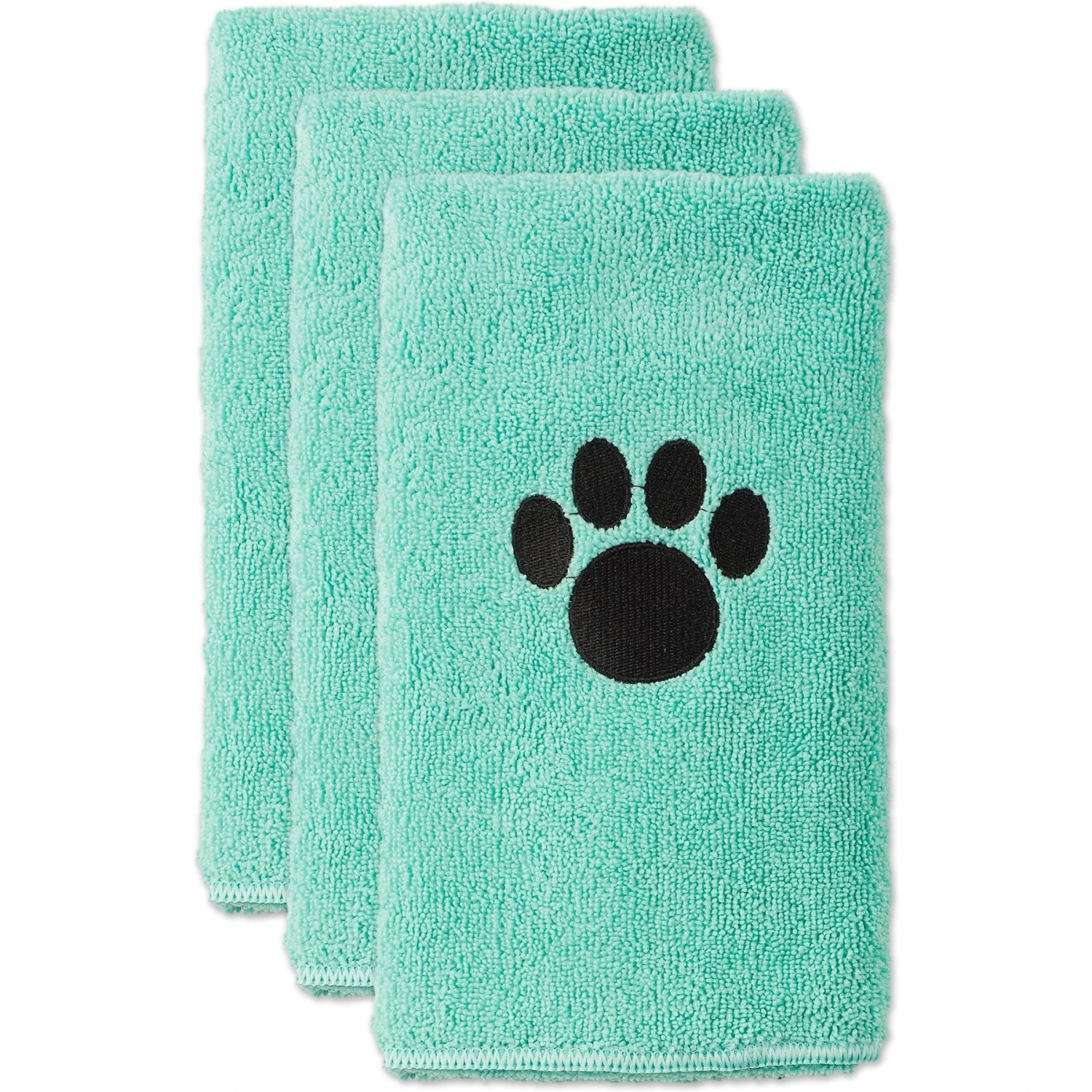 Bone Dry Small Embroidered Paw Dog & Cat Towel Set, 3 Count