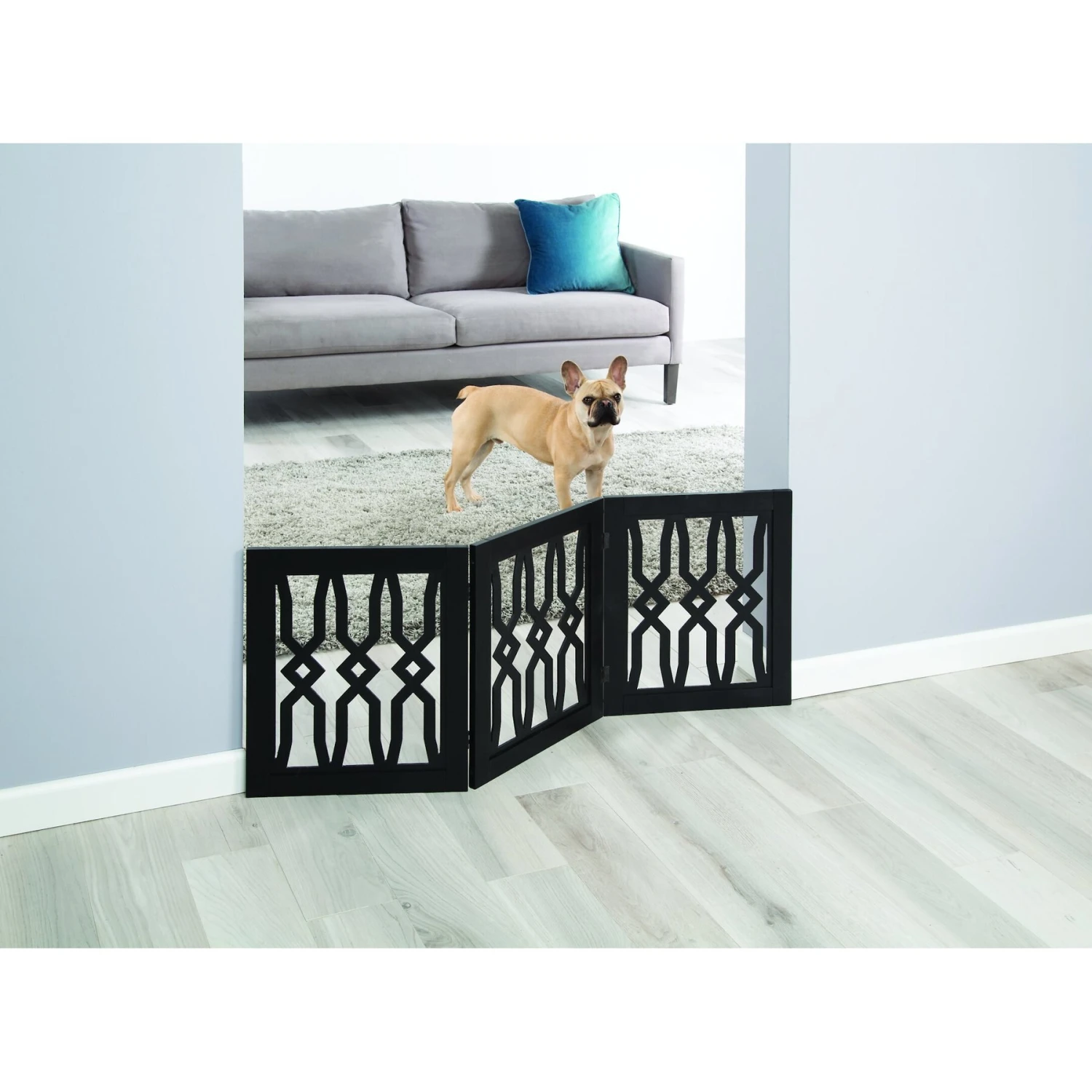 Etna Wood Diamond Twist Design Dog Gate - Image 3