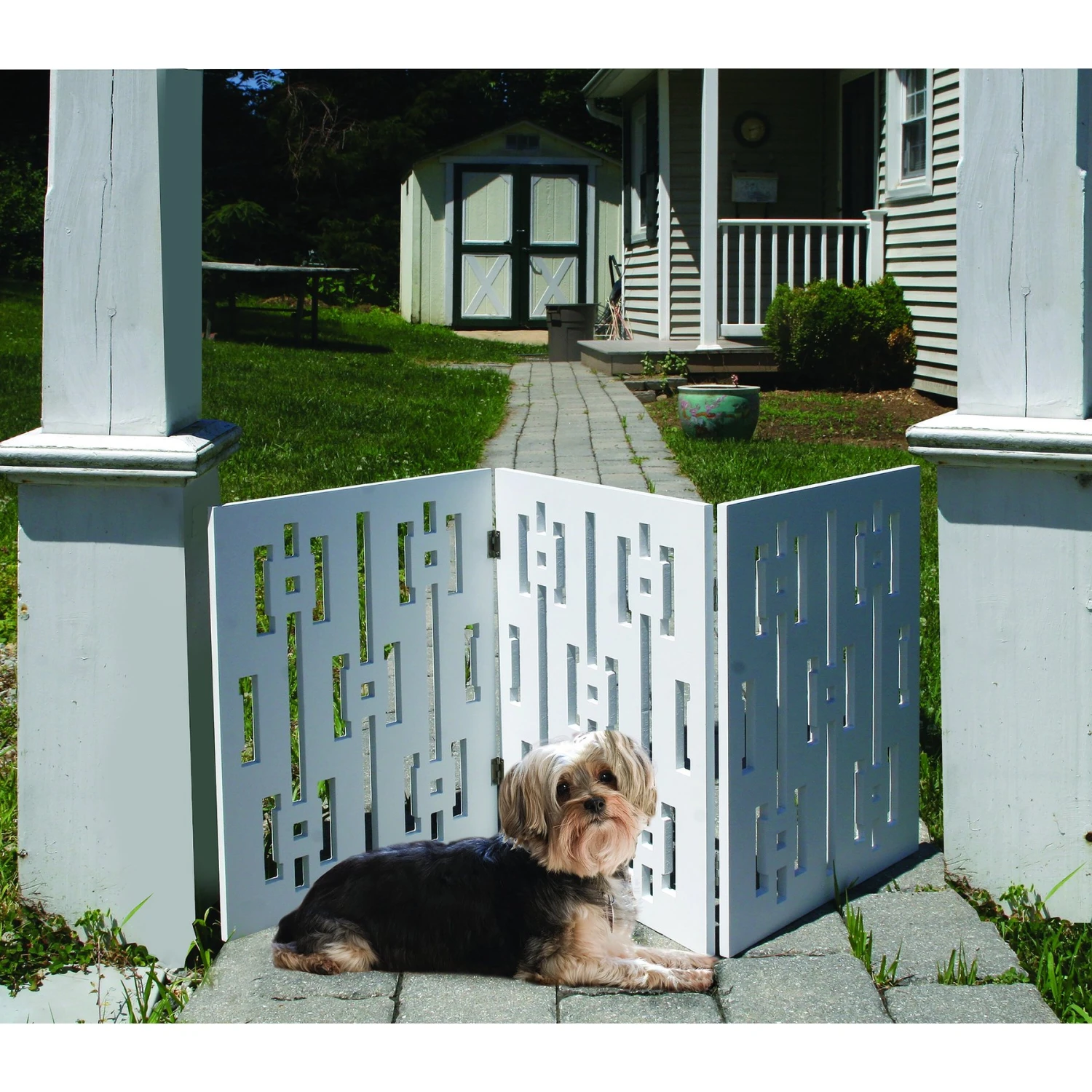 Etna Geometric Design Wood Dog Gate