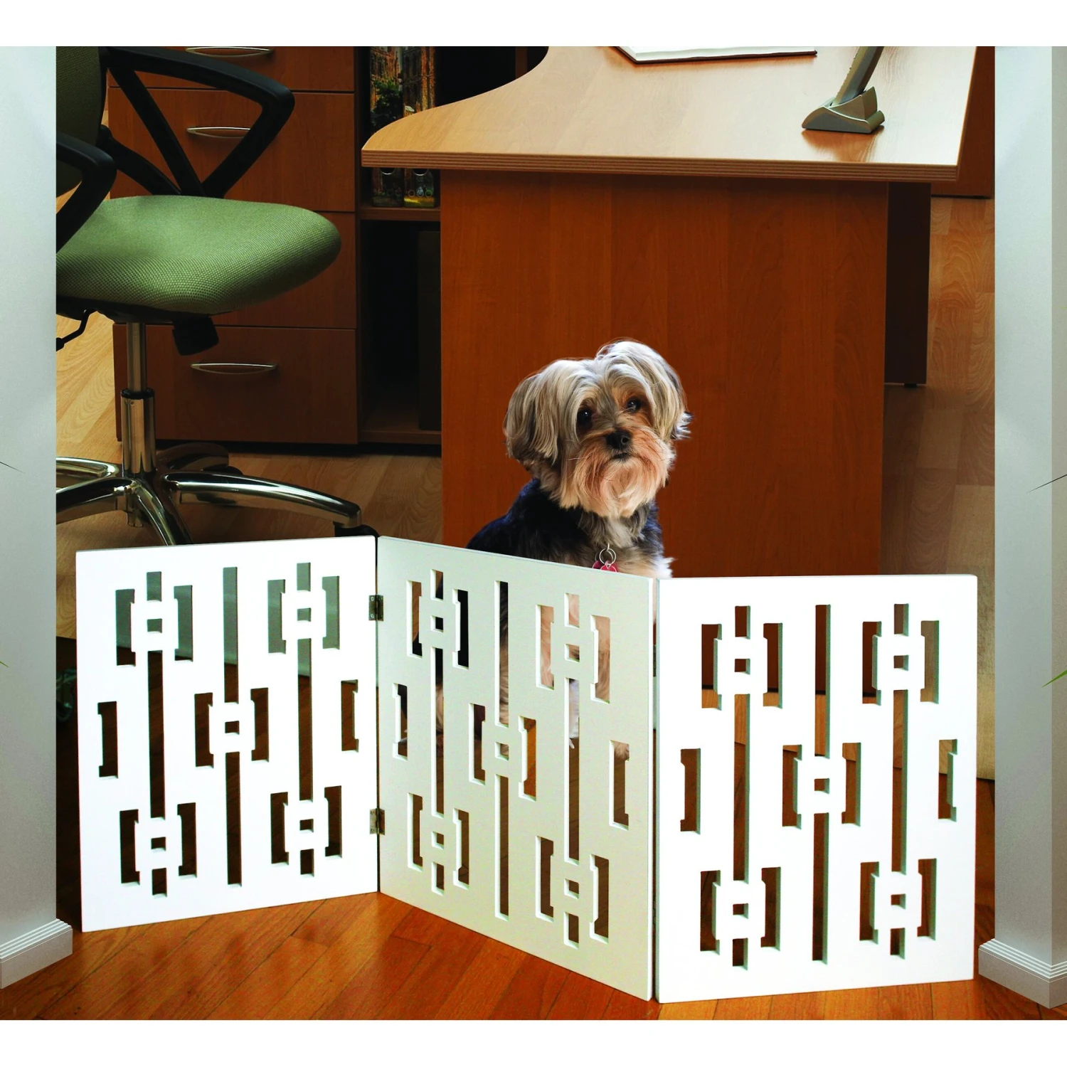 Etna Geometric Design Wood Dog Gate - Image 3