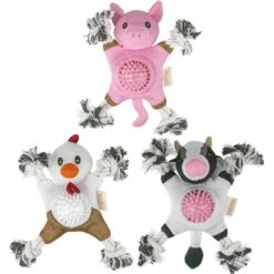 Territory 2-in-1 Farm Friends Dog Toys, 3 Count