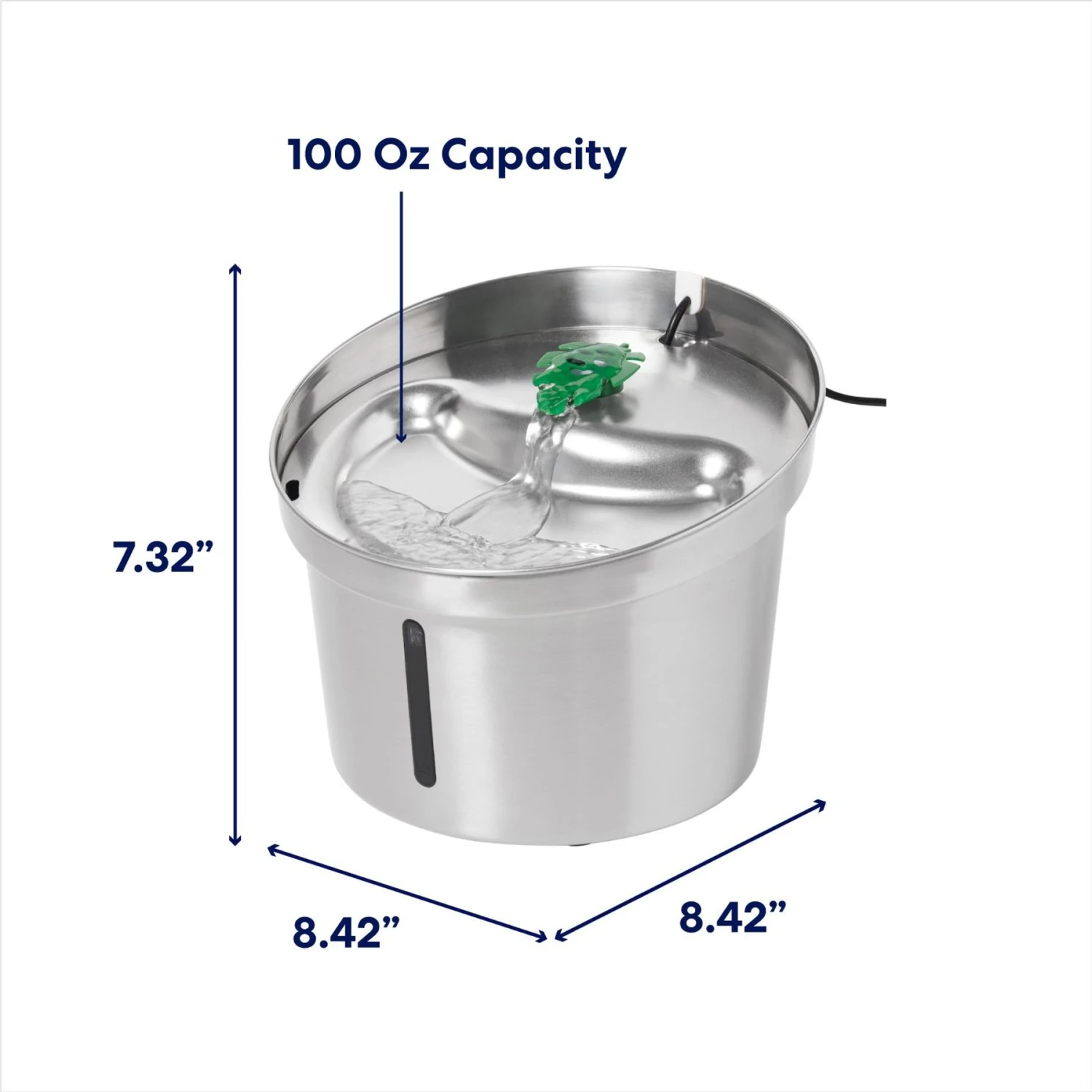 Frisco Stainless Steel Cactus & Leaf Dog & Cat Fountain - Image 2