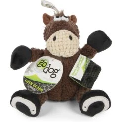 GoDog Checkers Sitting Horse Squeaker Dog Toy, Brown