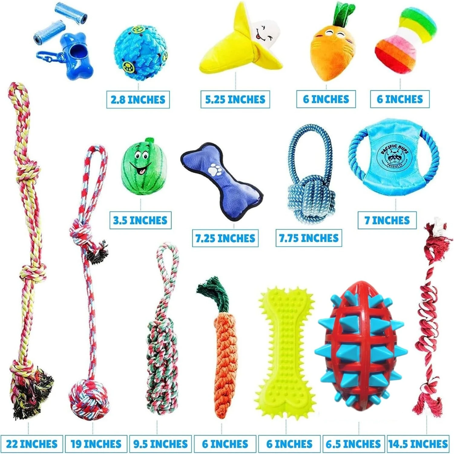 Pacific Pups Rescue Rope & Chew Dog Toy Variety Pack, 18 Count - Image 6