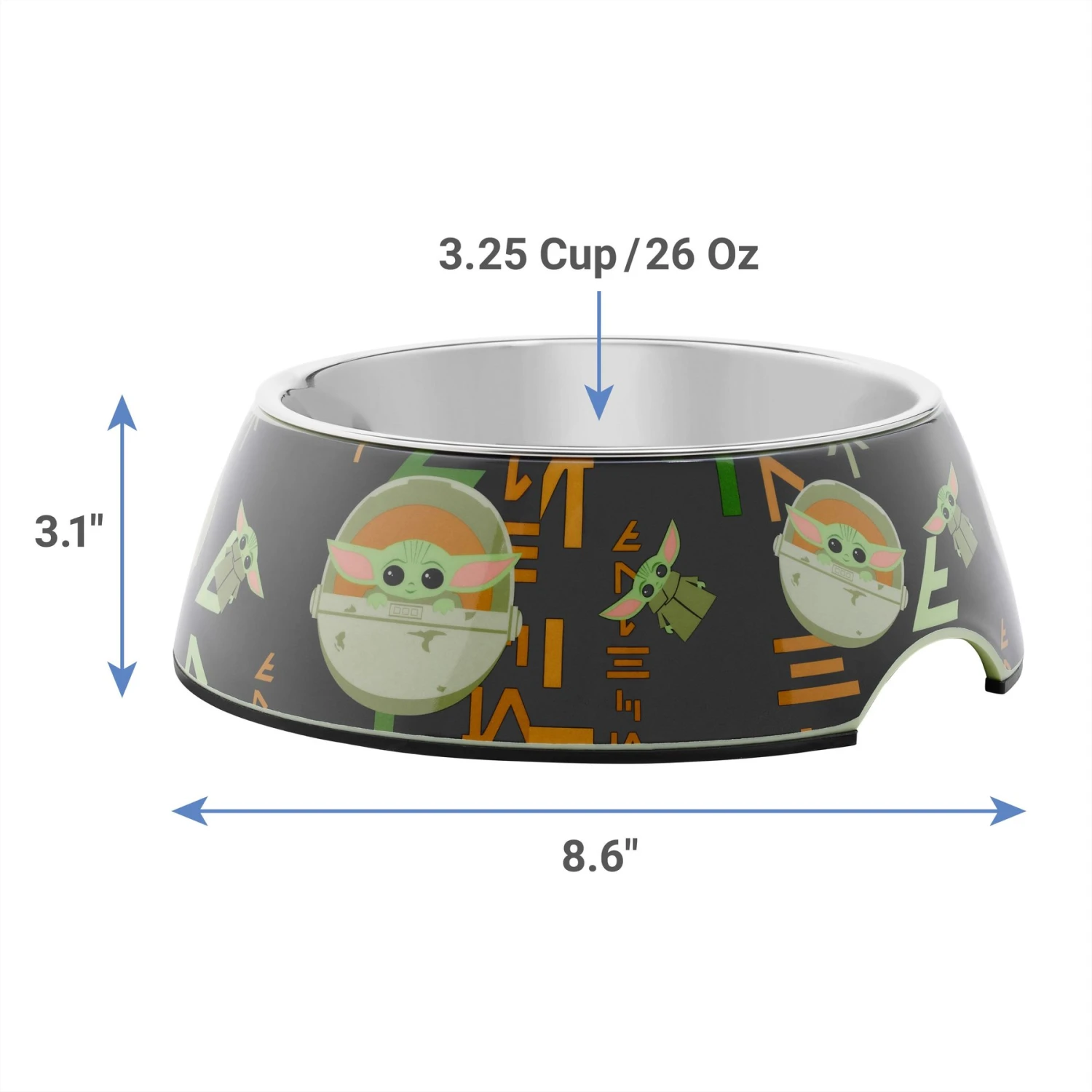 STAR WARS THE MANDALORIAN THE CHILD Aurebesh Ceramic Treat Jar & STAR WARS THE MANDALORIAN GROGU AUREBESH Non-Skid Stainless Steel With Melamine Stand Dog & Cat Bowl - Image 7