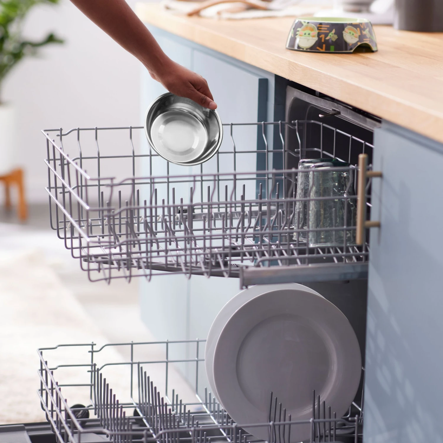 STAR WARS THE MANDALORIAN THE CHILD Aurebesh Ceramic Treat Jar & STAR WARS THE MANDALORIAN GROGU AUREBESH Non-Skid Stainless Steel With Melamine Stand Dog & Cat Bowl - Image 9