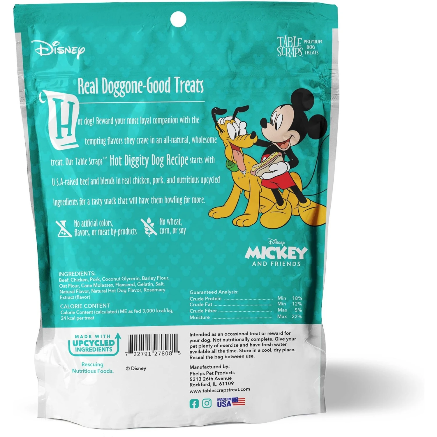 Disney Table Scraps Mickey Mouse Hot Diggity Dog Recipe Upcycled Jerky Dog Treats, 5-oz Bag & Disney Mickey Mouse Ceramic Dog & Cat Treat Jar - Image 3