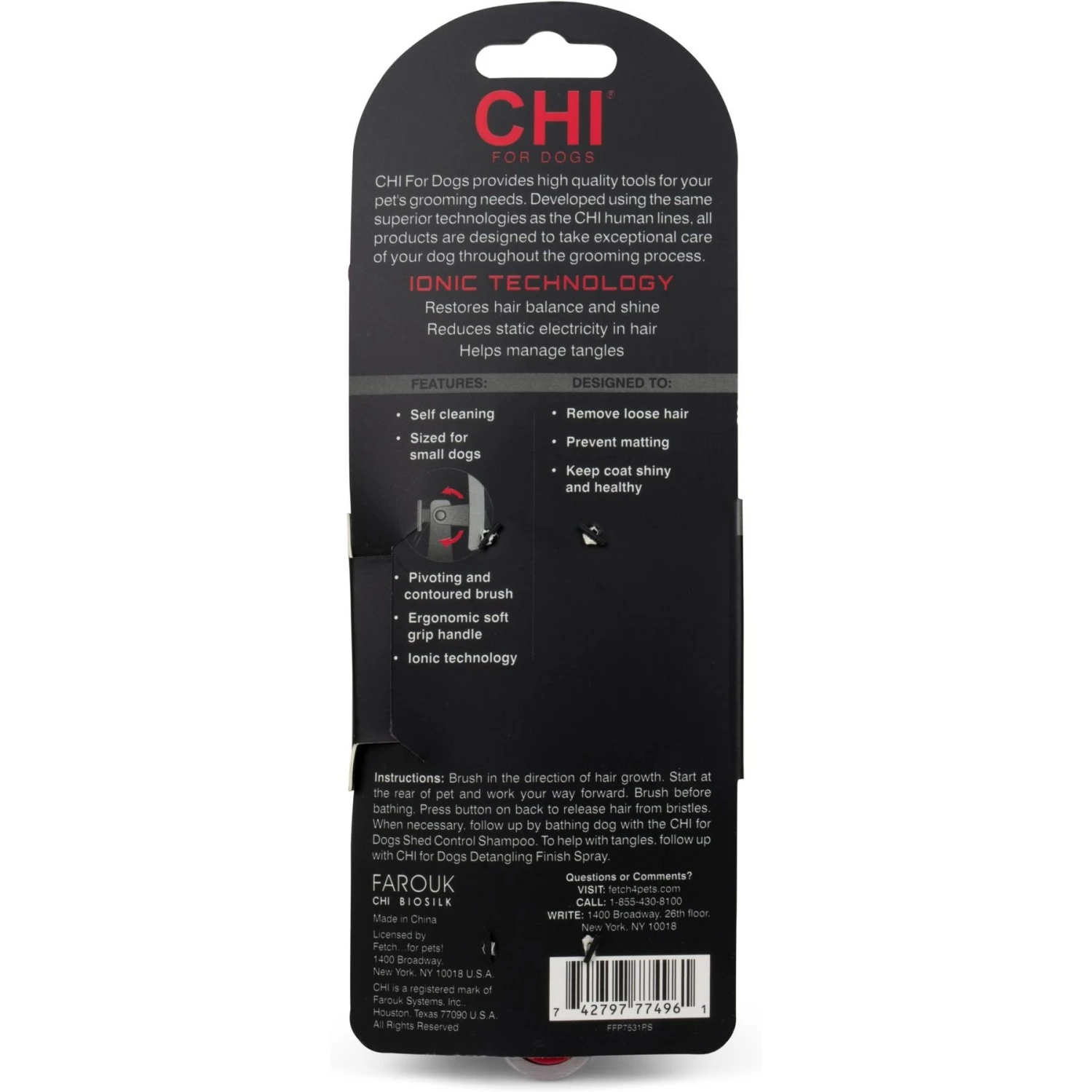 CHI Soft Pivoting Slicker Dog Brush, Small - Image 2