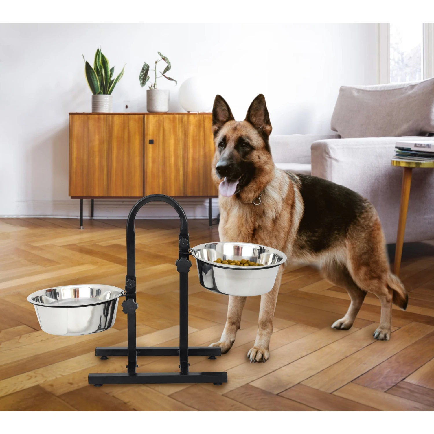 Iconic Pet U Design Adjustable Stainless Steel Pet Double Dog Bowl - Image 8