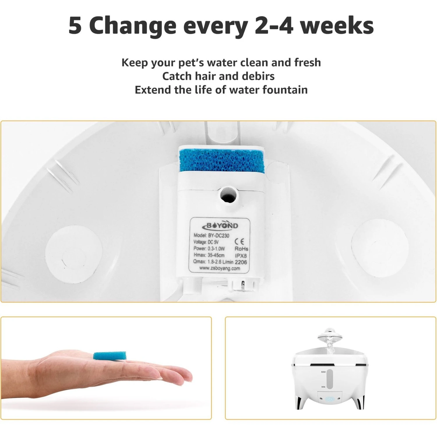 Petdiary Spaceship Water Fountain Replacement Filters, 6 Count - Image 5