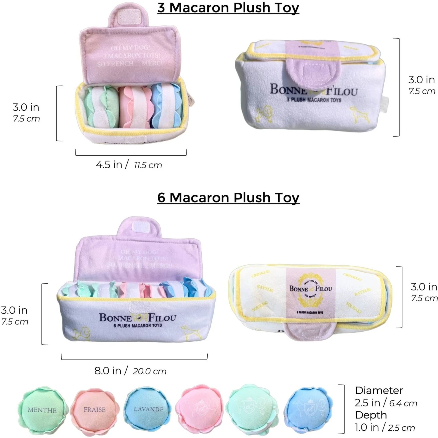 Bonne Et Filou Macaron Plush Squeaky Dog Toy - Image 2