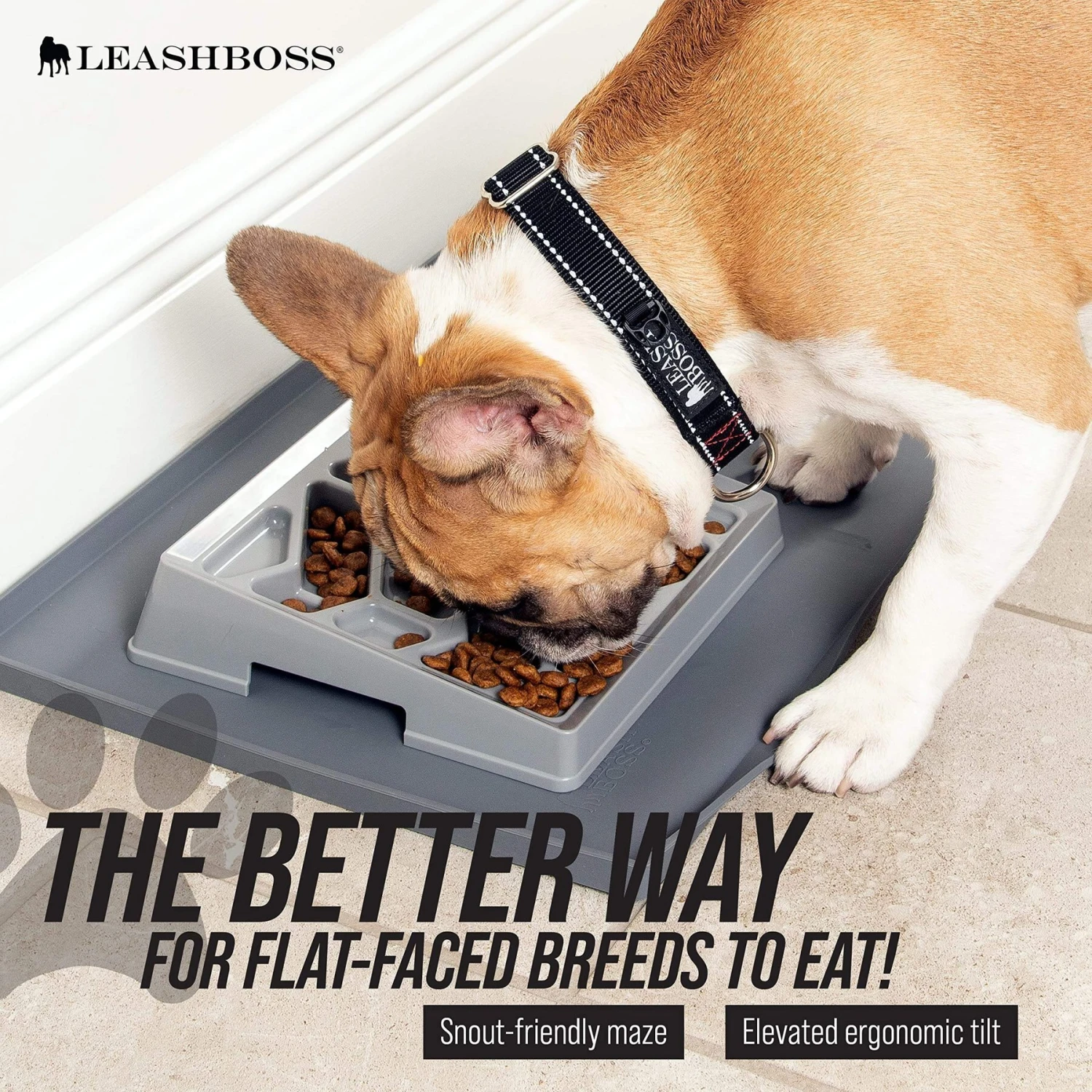 Leashboss Flat Face Slow Feeder Dog Bowl, Small/Medium - Image 2