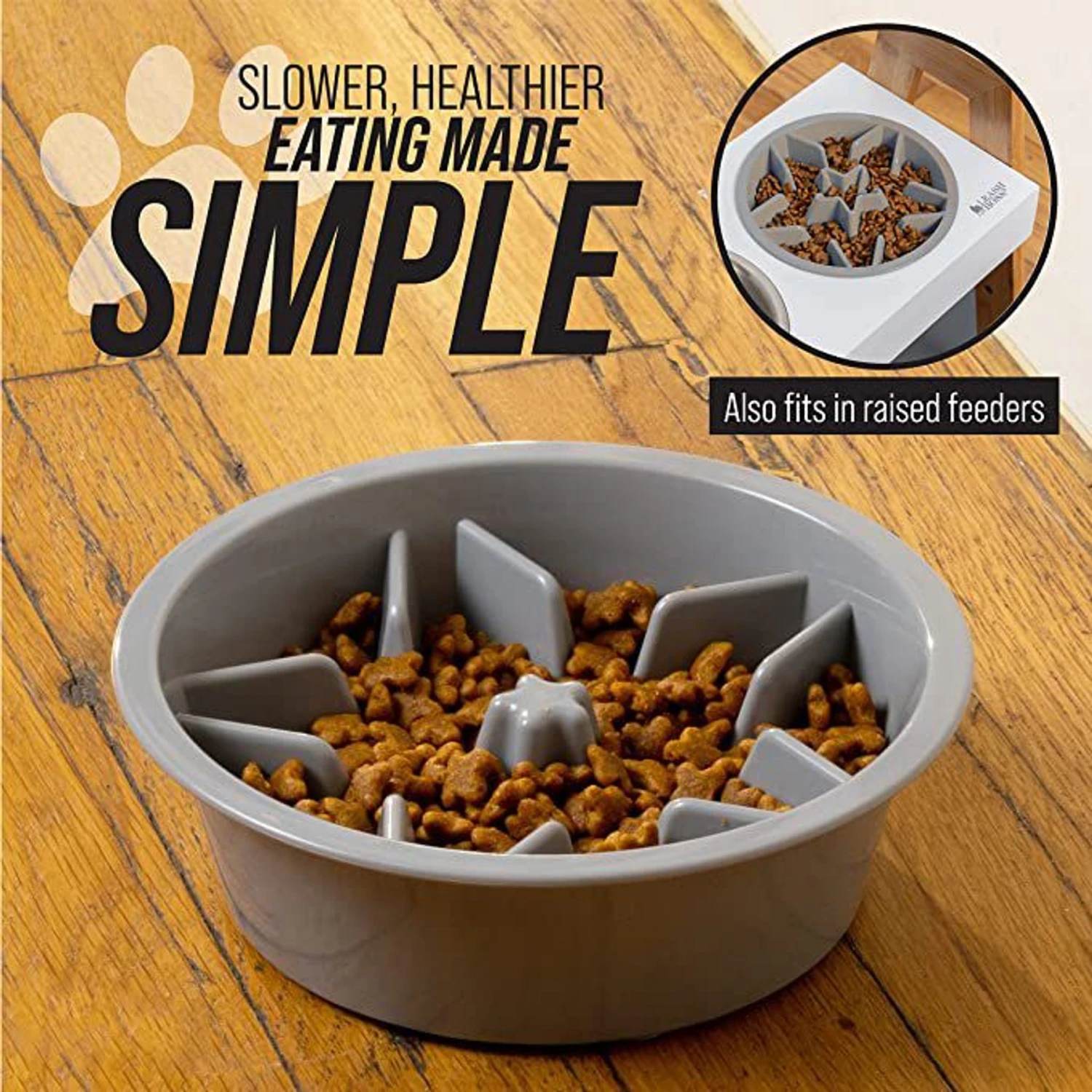 Leashboss Raised Pet Feeders Slow Feed Dog Bowl - Image 2