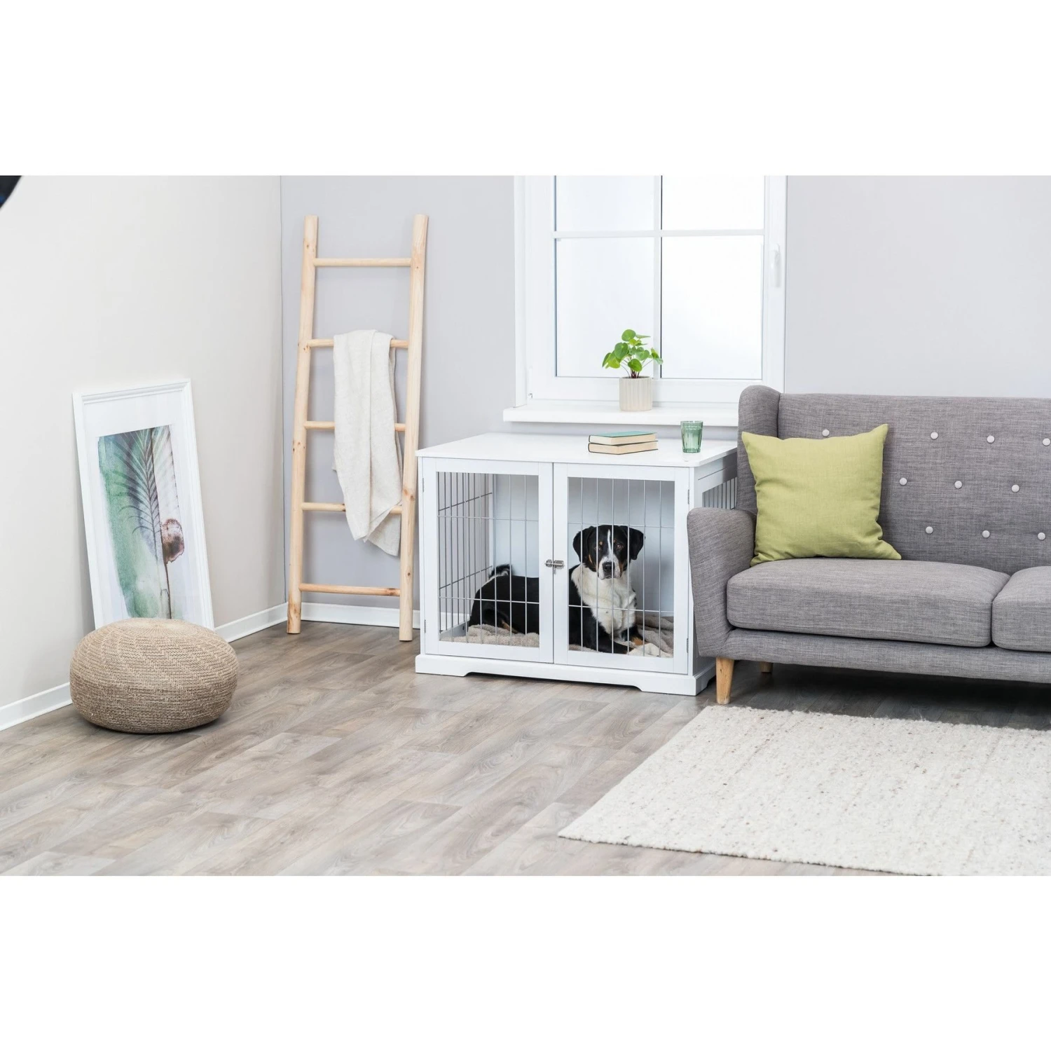 TRIXIE Wood & Wire Furniture Side Table Pet Crate, Large - Image 2