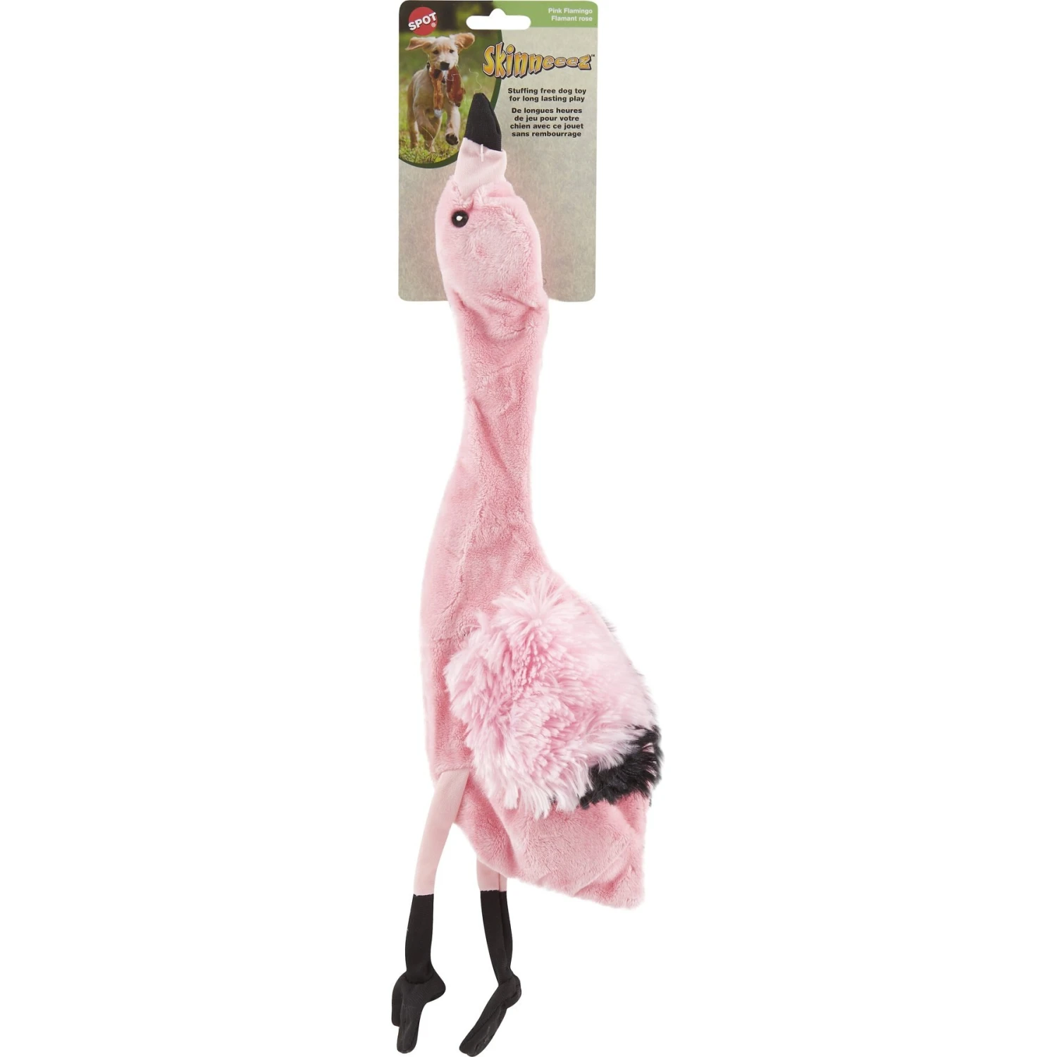 Ethical Pet Skinneeez Exotic Series Pink Flamingo Stuffing-Free Squeaky Plush Dog Toy - Image 2